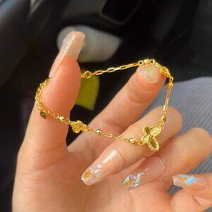 Trendy Gold Plated Butterfly Bracelet Minimalist Dainty Chain Aesthetic Gift Y2K